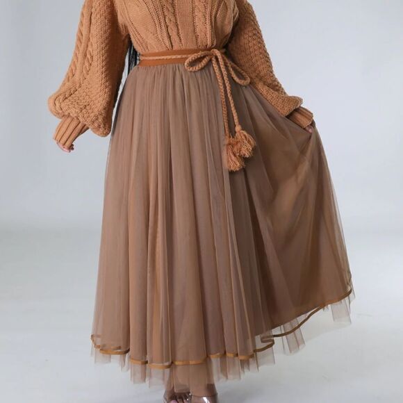 NWT Tulle Me A Secret Sweater 2PC Skirt Set - Tan - Picture 9 of 14